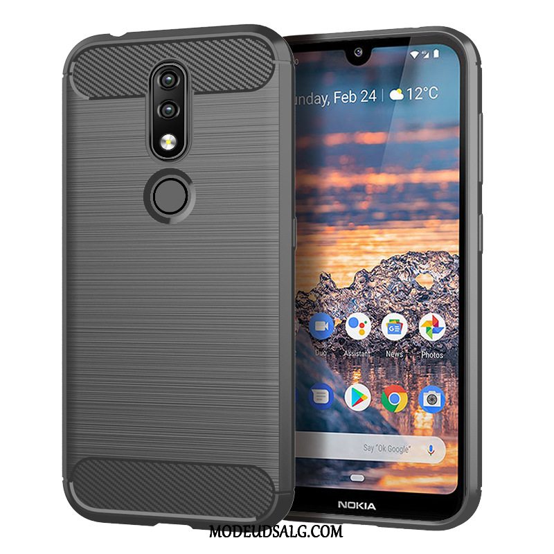 Nokia 4.2 Etui / Cover Blå Silke Fiber Mønster Blød