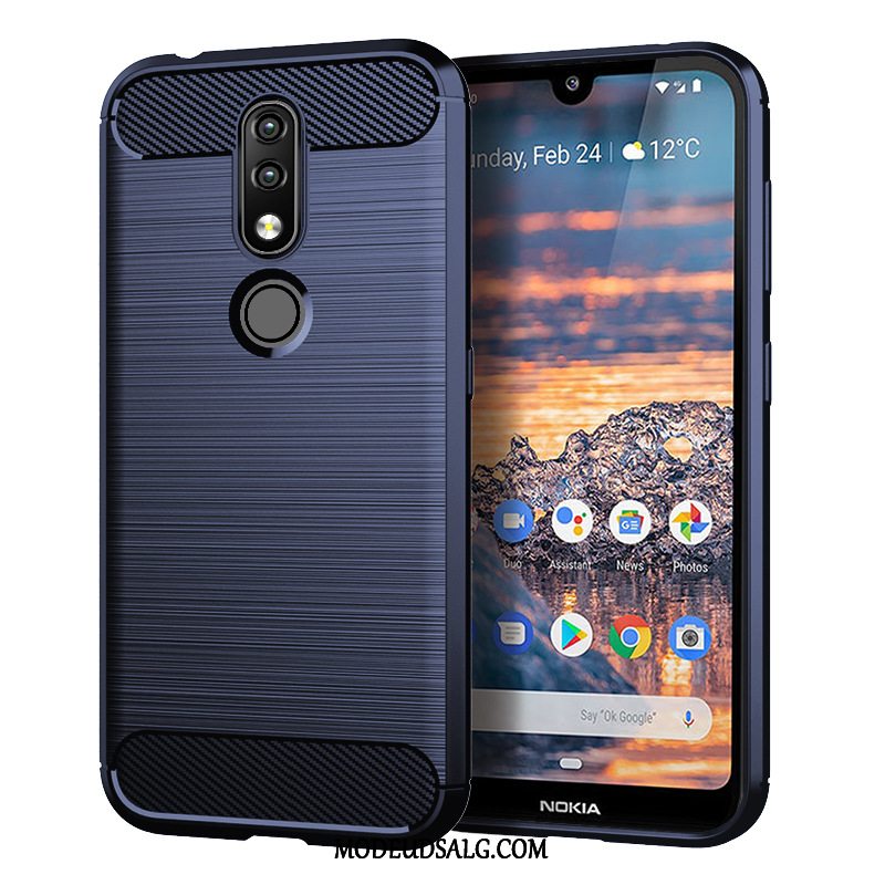 Nokia 4.2 Etui / Cover Blå Silke Fiber Mønster Blød