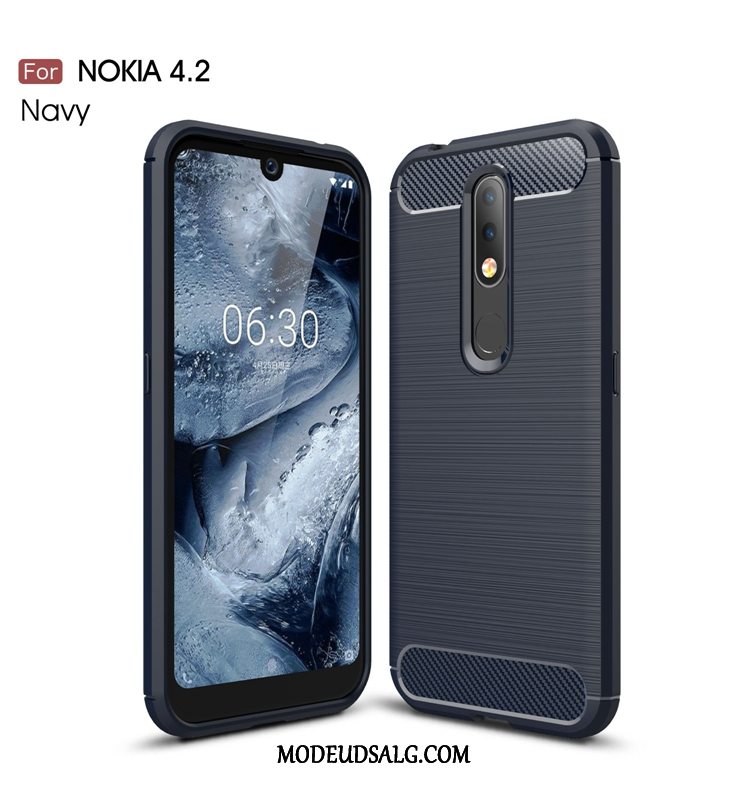 Nokia 4.2 Etui / Cover Fiber Blød Høj Kvalitet Silke Cyan