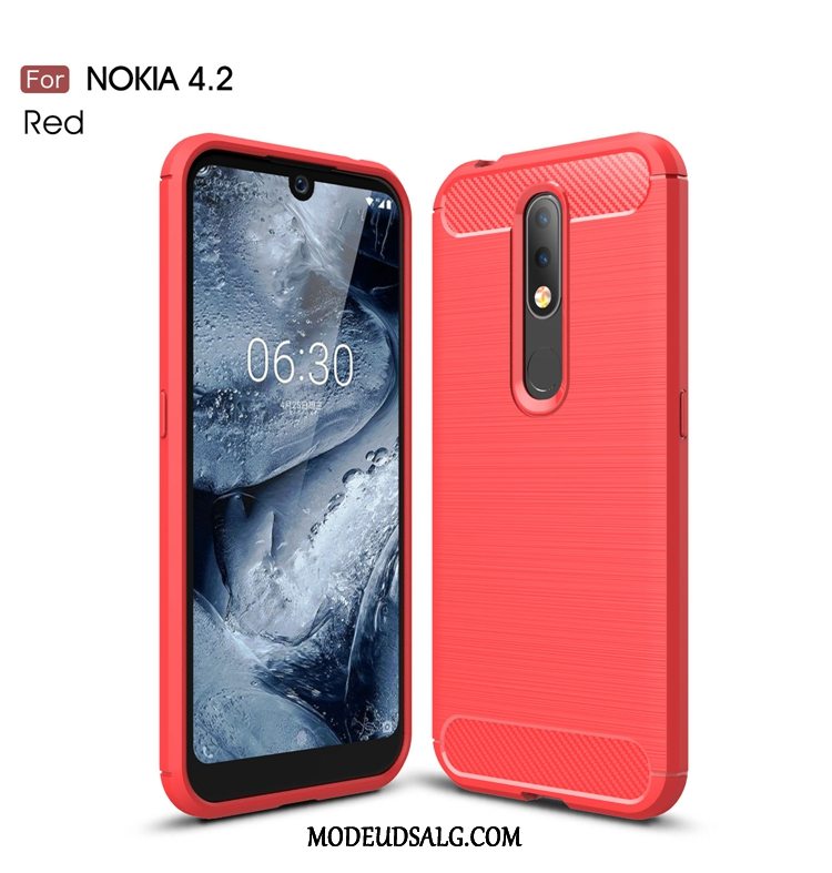 Nokia 4.2 Etui / Cover Fiber Blød Høj Kvalitet Silke Cyan