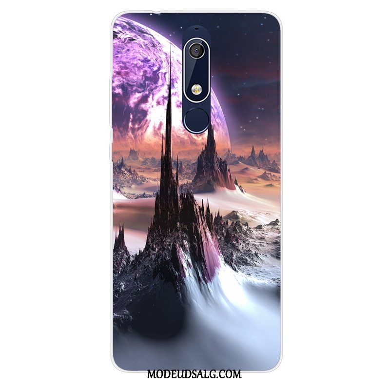 Nokia 5.1 Etui Af Personlighed Malet Lilla Anti-fald Cover