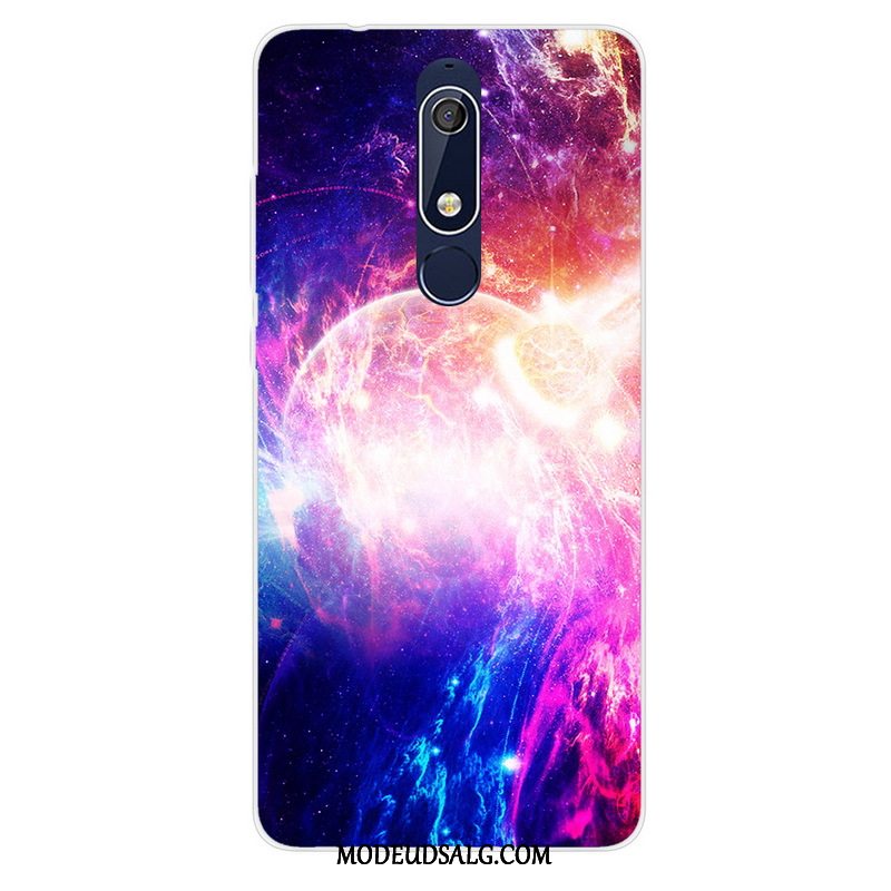 Nokia 5.1 Etui Af Personlighed Malet Lilla Anti-fald Cover