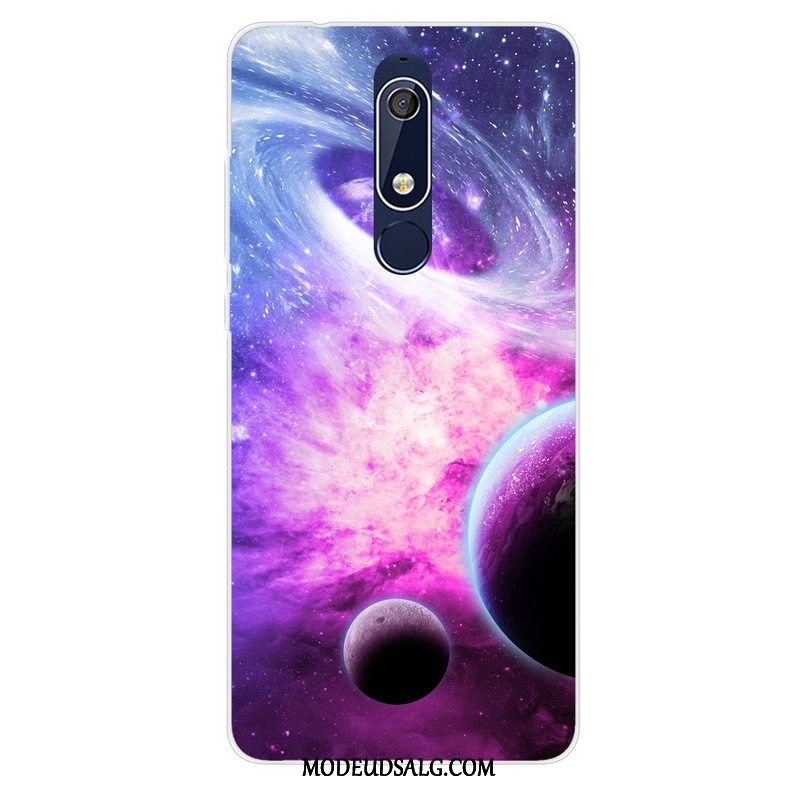 Nokia 5.1 Etui Af Personlighed Malet Lilla Anti-fald Cover