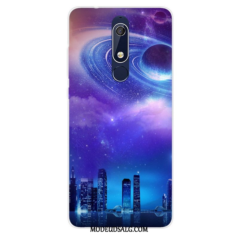 Nokia 5.1 Etui Af Personlighed Malet Lilla Anti-fald Cover