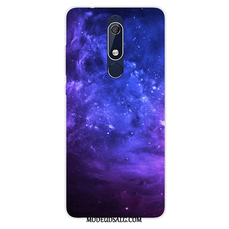 Nokia 5.1 Etui Af Personlighed Malet Lilla Anti-fald Cover