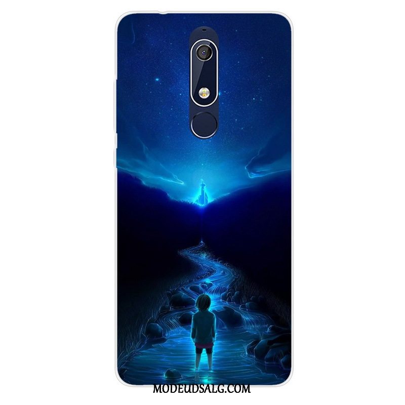 Nokia 5.1 Etui Af Personlighed Malet Lilla Anti-fald Cover