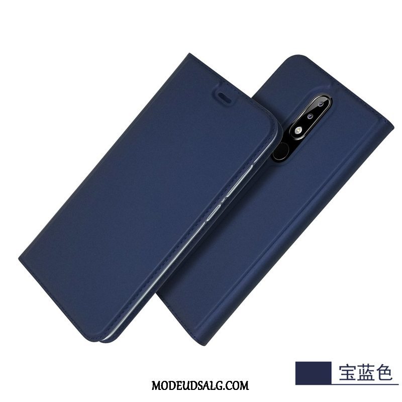 Nokia 5.1 Plus Etui / Cover Business Lædertaske Sort Kort Beskyttelse