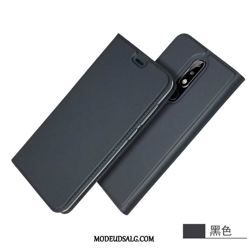 Nokia 5.1 Plus Etui / Cover Business Lædertaske Sort Kort Beskyttelse