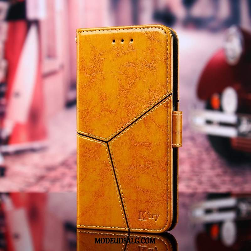 Nokia 5.1 Plus Etui / Cover Lædertaske Folio Gul Kort Support