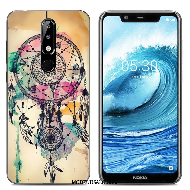 Nokia 5.1 Plus Etui Kreativ Silikone Malet Net Red Lyserød