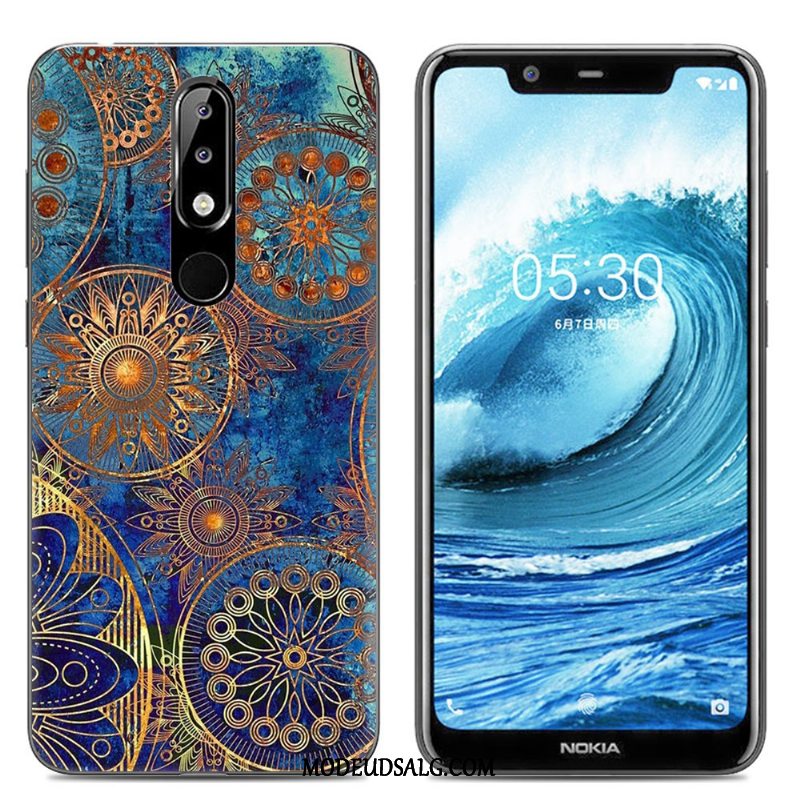 Nokia 5.1 Plus Etui Kreativ Silikone Malet Net Red Lyserød