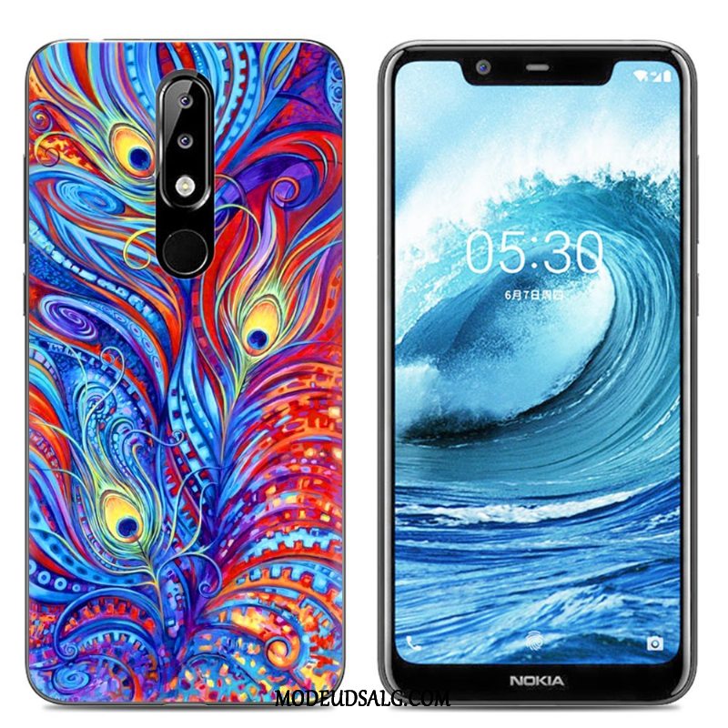 Nokia 5.1 Plus Etui Kreativ Silikone Malet Net Red Lyserød