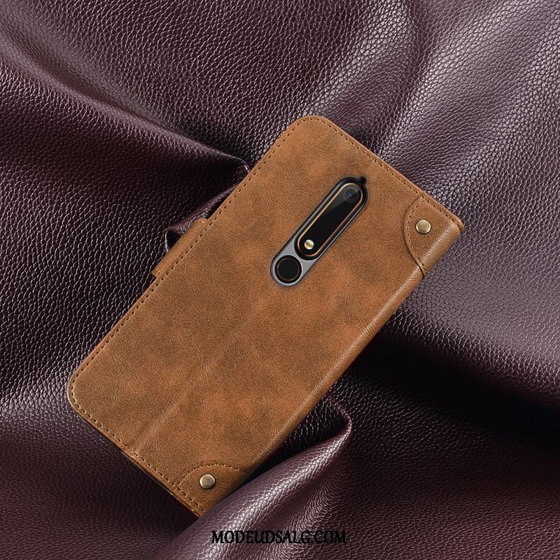 Nokia 6.1 Etui Cover Kort Beskyttelse Support Lædertaske