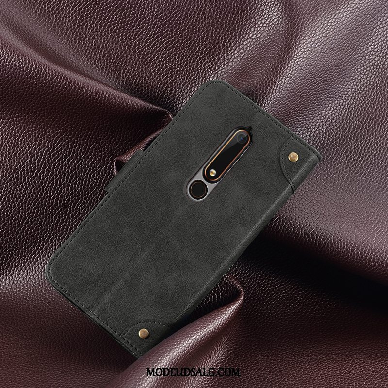 Nokia 6.1 Etui Cover Kort Beskyttelse Support Lædertaske