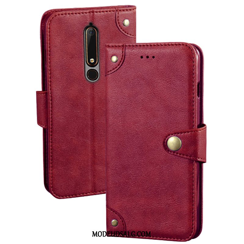 Nokia 6.1 Etui Folio Cover Rød Kreativ Kort