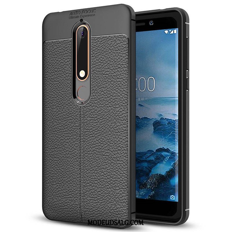 Nokia 6.1 Etui Læder Cover Mønster Rød Silikone-etui