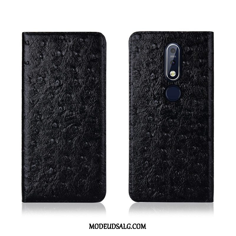 Nokia 7.1 Etui Anti-fald Fugl Rød Cover Lædertaske