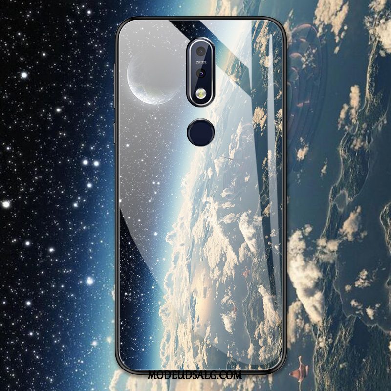 Nokia 7.1 Etui Beskyttelse Glas Kreativ Cover Blå