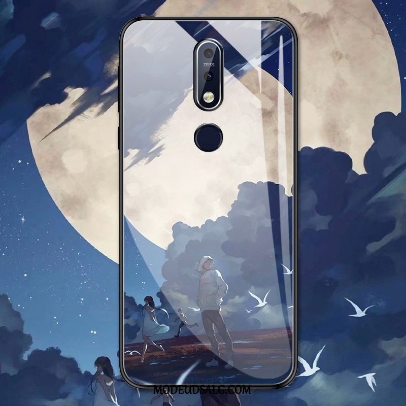 Nokia 7.1 Etui Beskyttelse Glas Kreativ Cover Blå