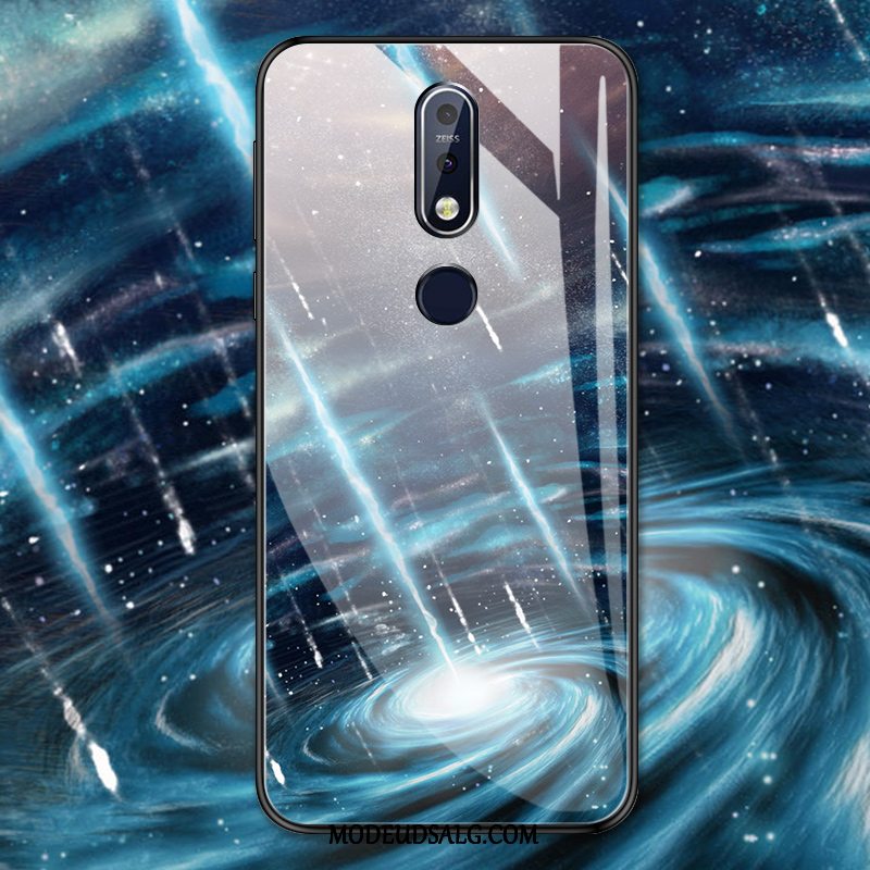 Nokia 7.1 Etui Beskyttelse Glas Kreativ Cover Blå