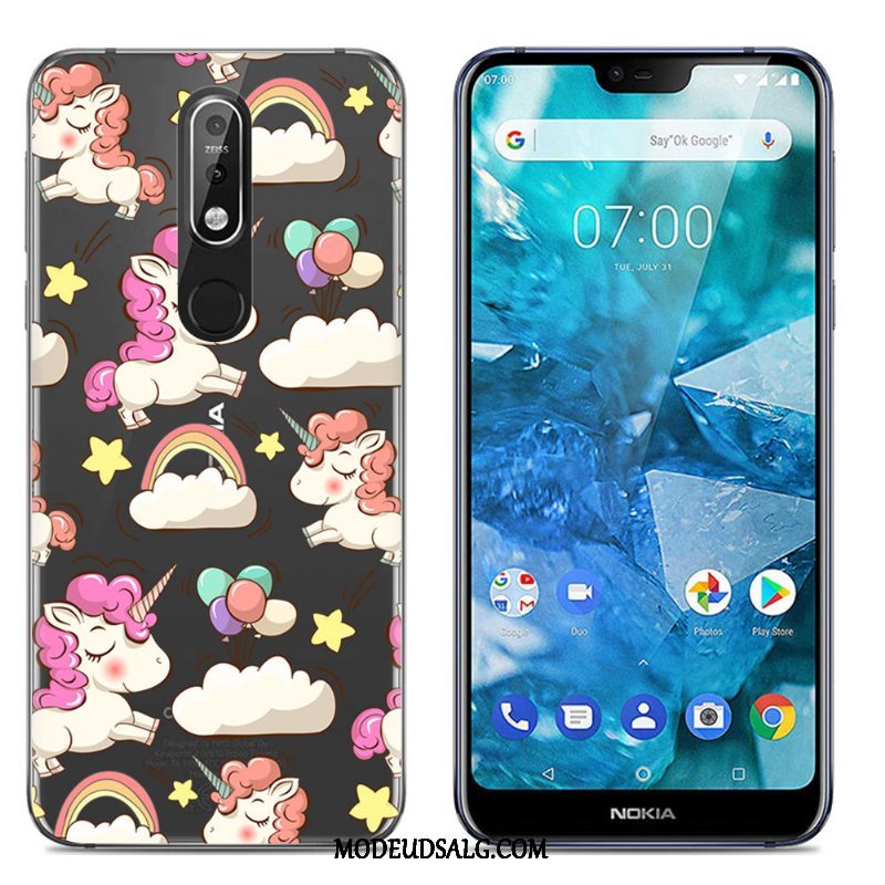 Nokia 7.1 Etui Cartoon Cover Blød Farve Silikone