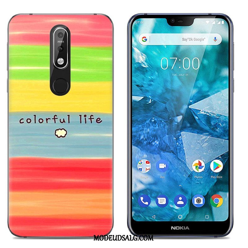 Nokia 7.1 Etui Cartoon Cover Blød Farve Silikone