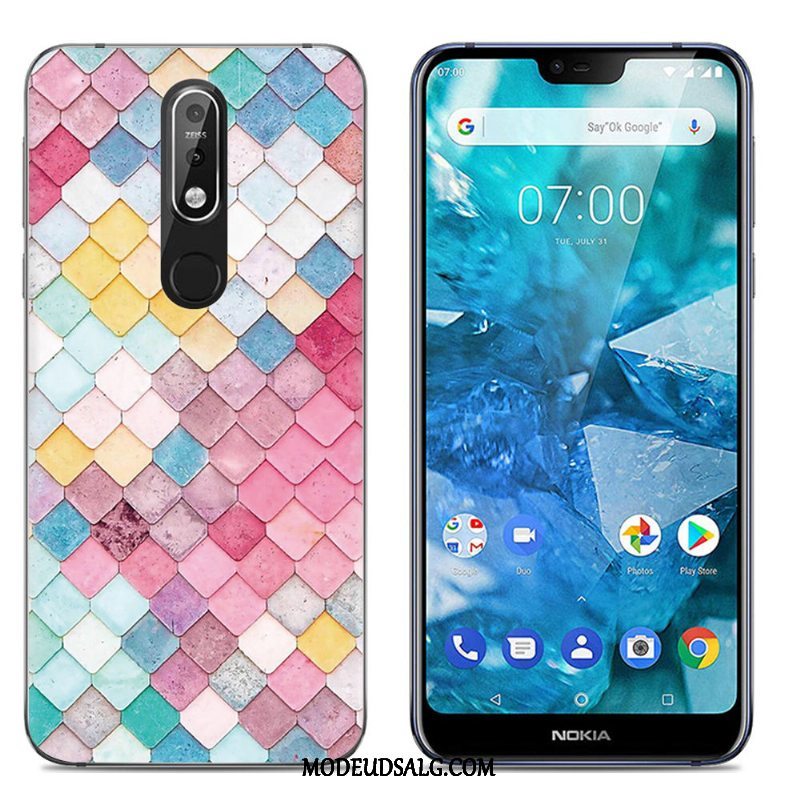 Nokia 7.1 Etui Cartoon Cover Blød Farve Silikone