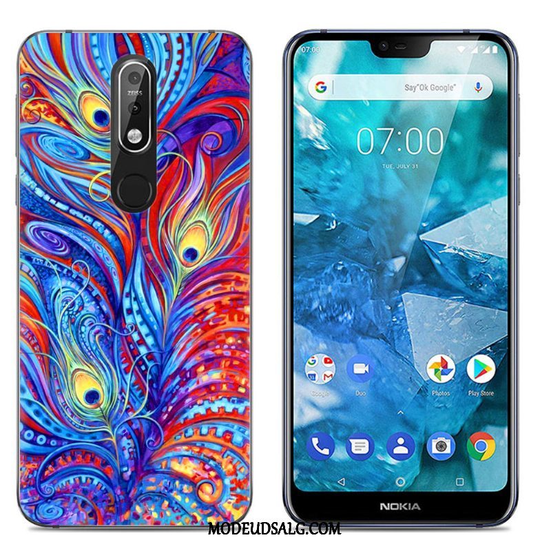 Nokia 7.1 Etui Cartoon Cover Blød Farve Silikone