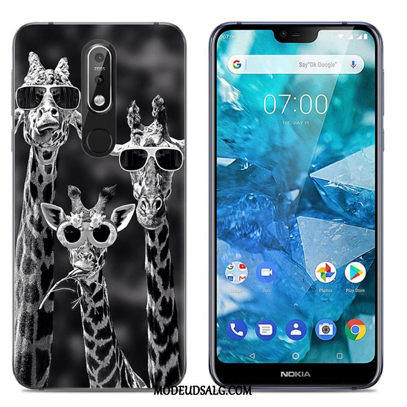 Nokia 7.1 Etui Cartoon Cover Blød Farve Silikone