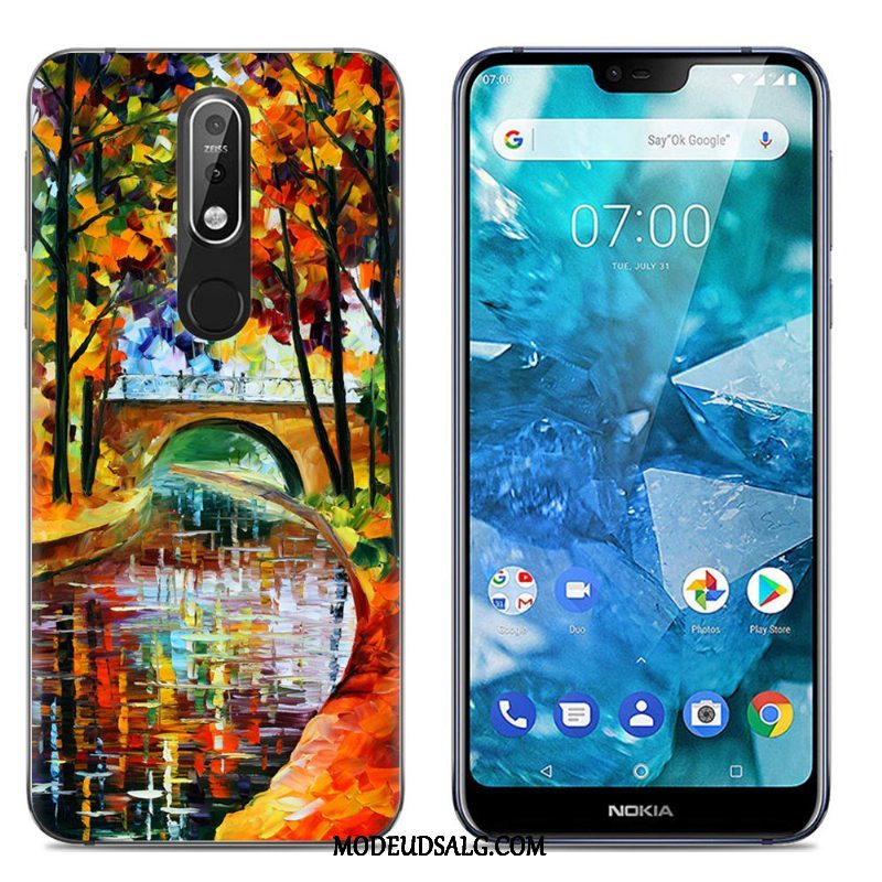 Nokia 7.1 Etui Cartoon Cover Blød Farve Silikone