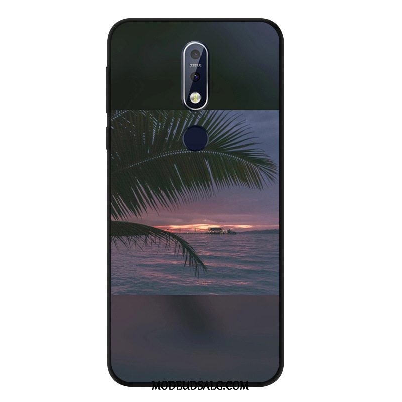 Nokia 7.1 Etui / Cover Anti-fald Nubuck Beskyttelse Sort