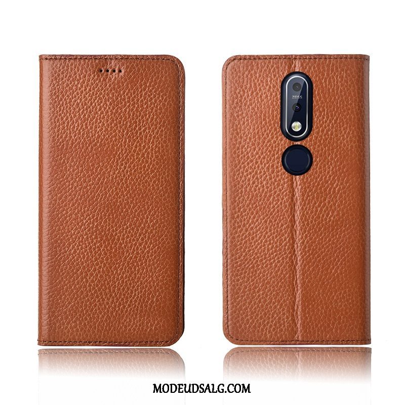 Nokia 7.1 Etui Cover Blød Beskyttelse Silikone Litchi