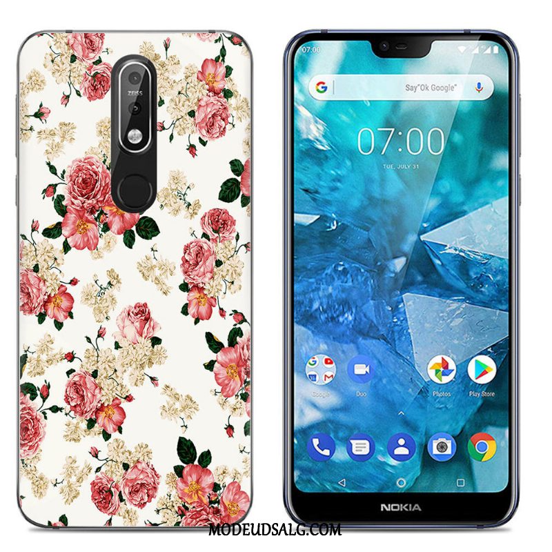 Nokia 7.1 Etui / Cover Blød Lyserød Silikone Kreativ Malet