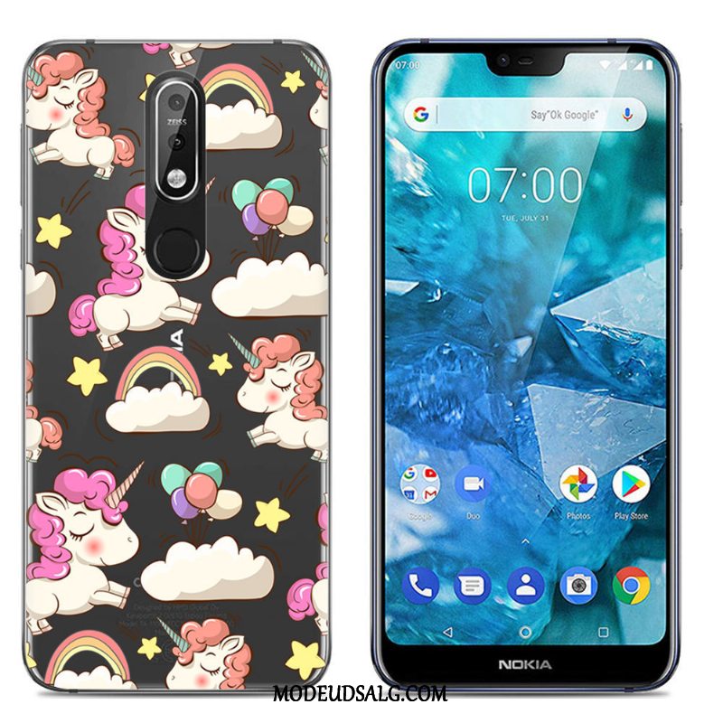 Nokia 7.1 Etui / Cover Blød Lyserød Silikone Kreativ Malet