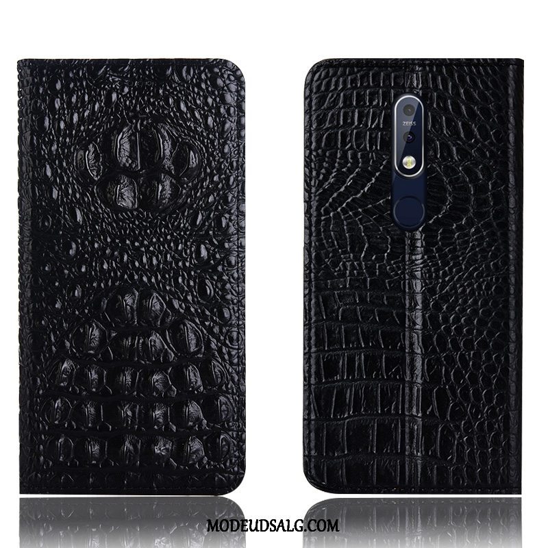 Nokia 7.1 Etui Cover Krokodille Lædertaske Folio Alt Inklusive