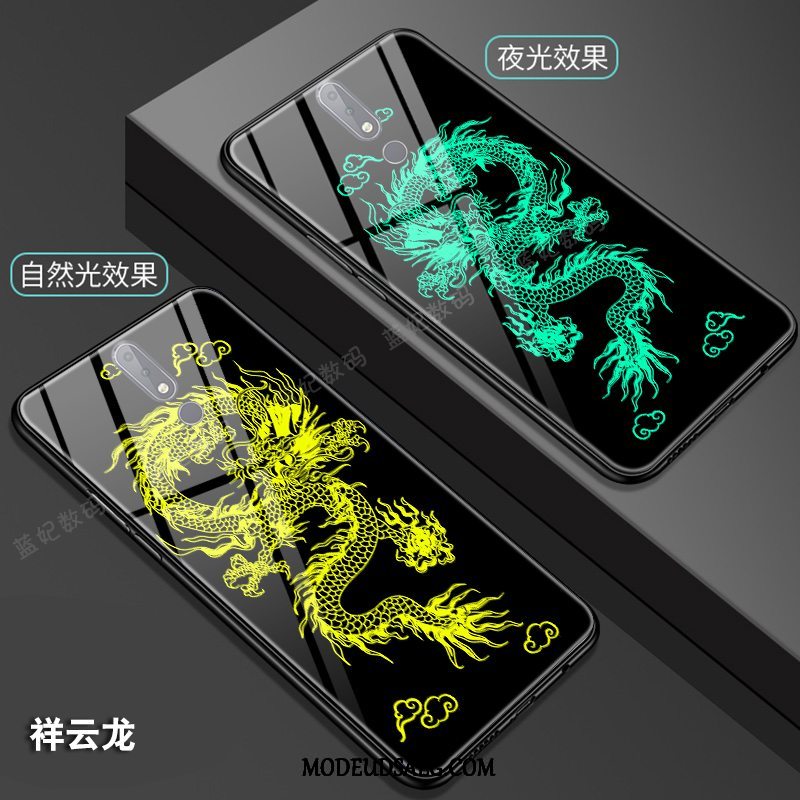 Nokia 7.1 Etui / Cover Lyser Dragon Sort Totem Glas