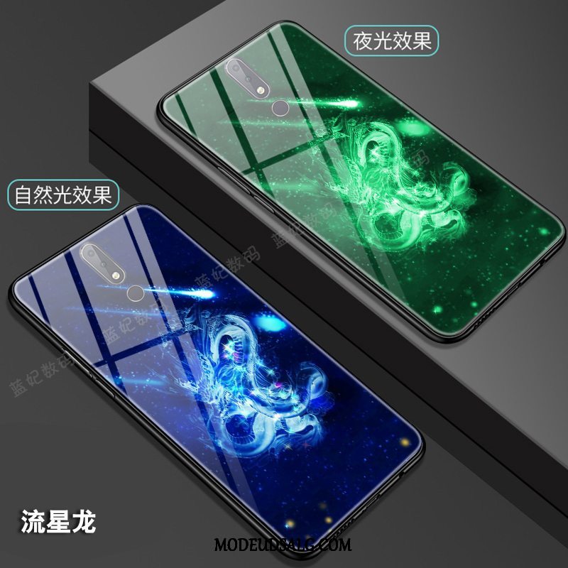 Nokia 7.1 Etui / Cover Lyser Dragon Sort Totem Glas