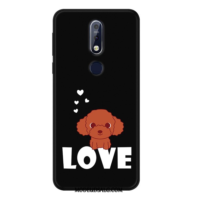 Nokia 7.1 Etui / Cover Malet Beskyttelse Nubuck Sort