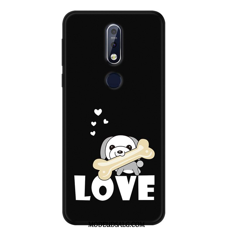 Nokia 7.1 Etui / Cover Malet Beskyttelse Nubuck Sort