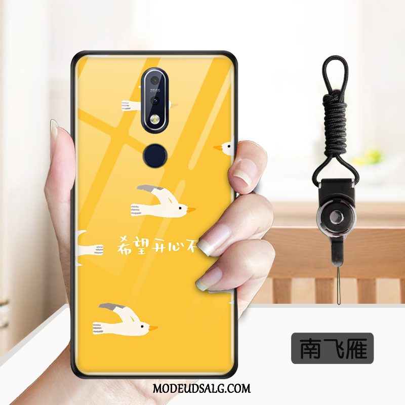 Nokia 7.1 Etui / Cover Silikone Trend Cartoon Tynd Gul