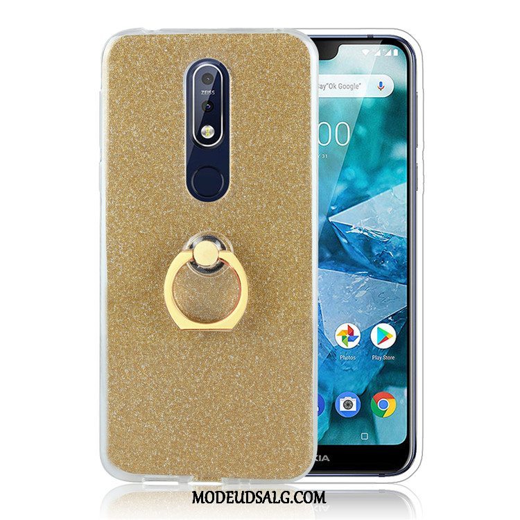 Nokia 7.1 Etui Simple Ring Kreativ Anti-fald Guld