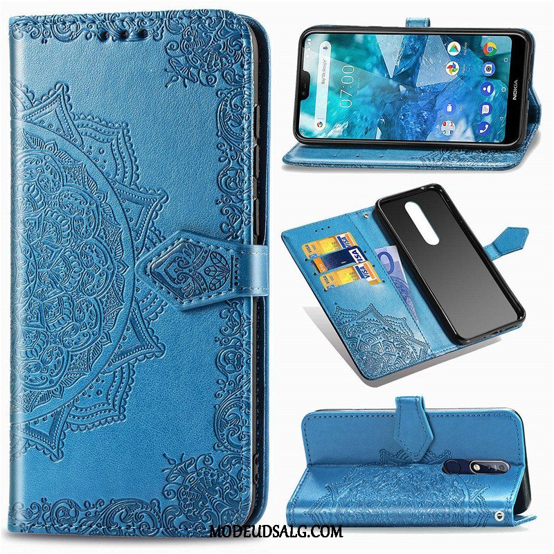 Nokia 7.1 Etui Solid Farve Beskyttelse Læder Relief Cover