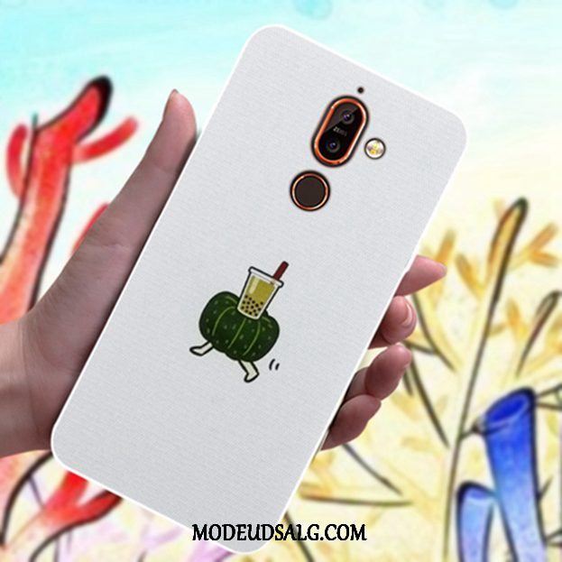 Nokia 7 Plus Etui Cartoon Anti-fald Blå Smuk Elskeren