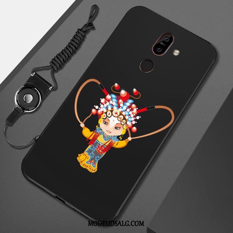 Nokia 7 Plus Etui Cartoon Trend Blød Malet Sort