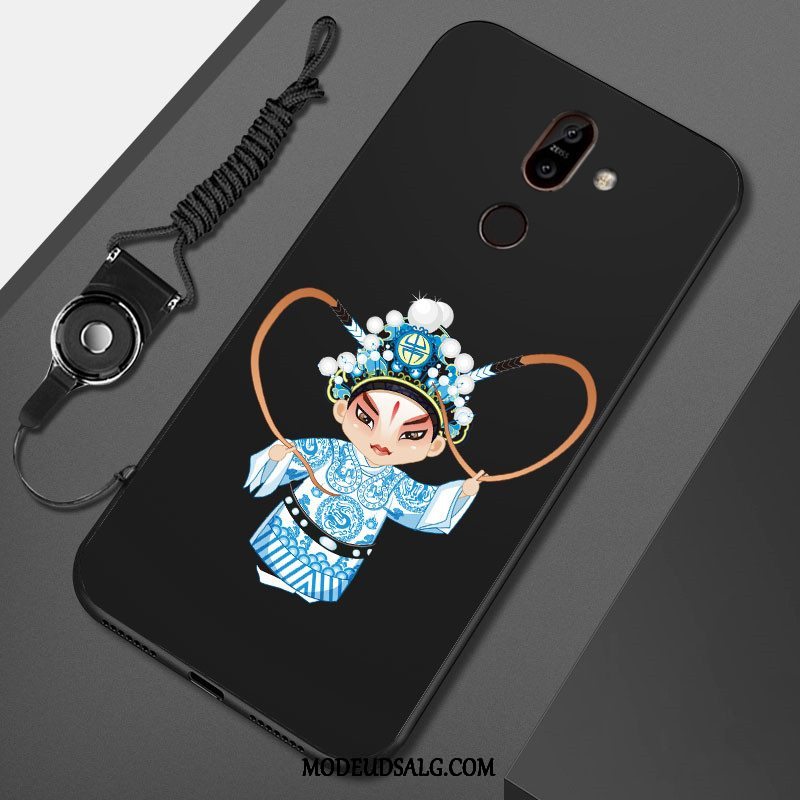 Nokia 7 Plus Etui Cartoon Trend Blød Malet Sort