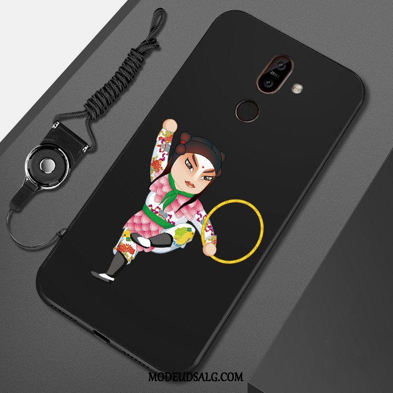 Nokia 7 Plus Etui Cartoon Trend Blød Malet Sort