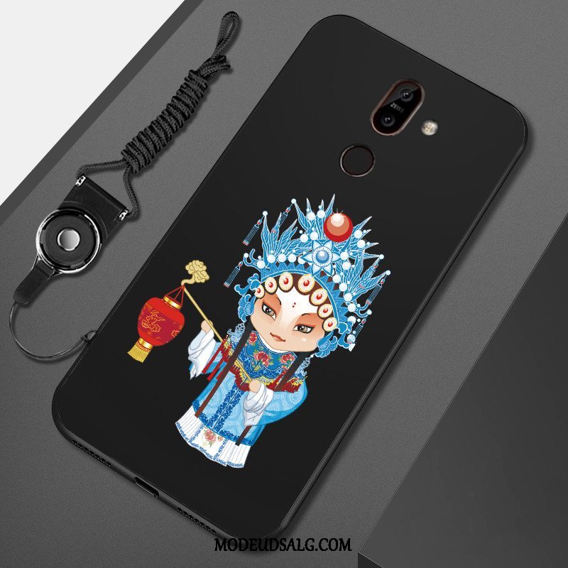 Nokia 7 Plus Etui Cartoon Trend Blød Malet Sort