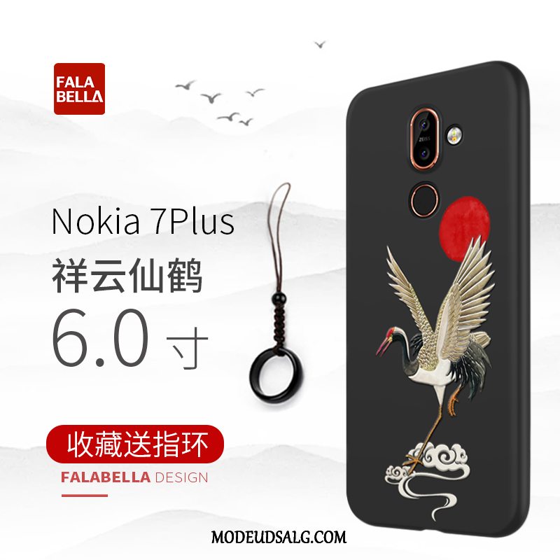 Nokia 7 Plus Etui / Cover Sort Ny Silikone Beskyttelse