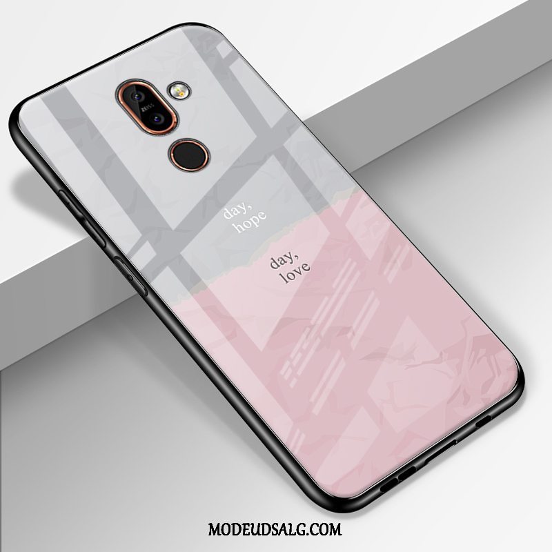 Nokia 7 Plus Etui Silikone Glas Tilpas Cover Lilla