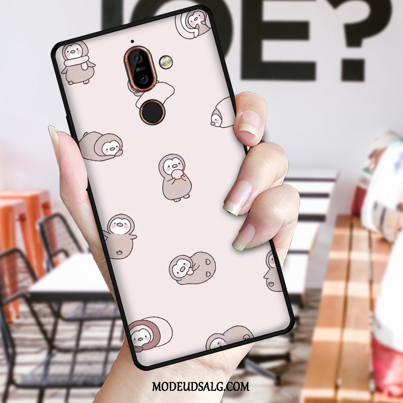 Nokia 7 Plus Etui Sort Smuk Cartoon Blød Cover